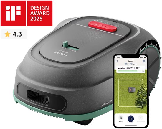 Philips - Mähroboter Serie 3000 - Kreuzmähen - GPS-Kartierung - Intelligentes Mähen - Regensensor - Grau