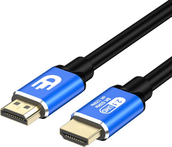 Drivv. Premium-HDMI-Kabel 2.1 – Ultra HD High Speed 8K – HDMI auf HDMI – Geeignet für Spielkonsolen – 10 Meter – Blau
