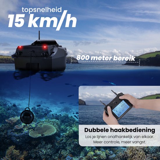 Baitboat T70 - mit GPS und Fischfinder - Köderboot Karpfen - bis zu 3kg Nutzlast - Köderboot - 800m Reichweite - Schwarz - von Faas