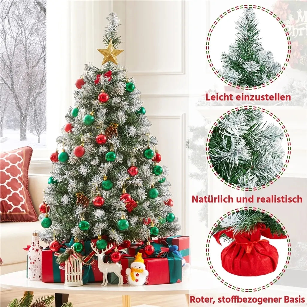 Yaheetech Künstlicher Weihnachtsbaum - 90 cm - Schnee-Effekt - Tischplatte - 96 Zweigspitzen - Standard - Grün