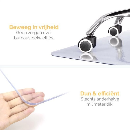 Goliving Bodenschutzmatte Bürostuhl - Bürostuhlmatte - PVC - schallabsorbierend - für harte Böden - 90 x 120 cm - Transparent