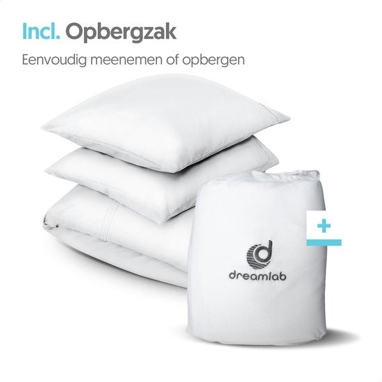 Dreamlab Bettbezugsset - 240 x 200/220 cm - Bettwäsche mit Kissenbezug - Double - Four Seasons - Mikrofaser - Weiß