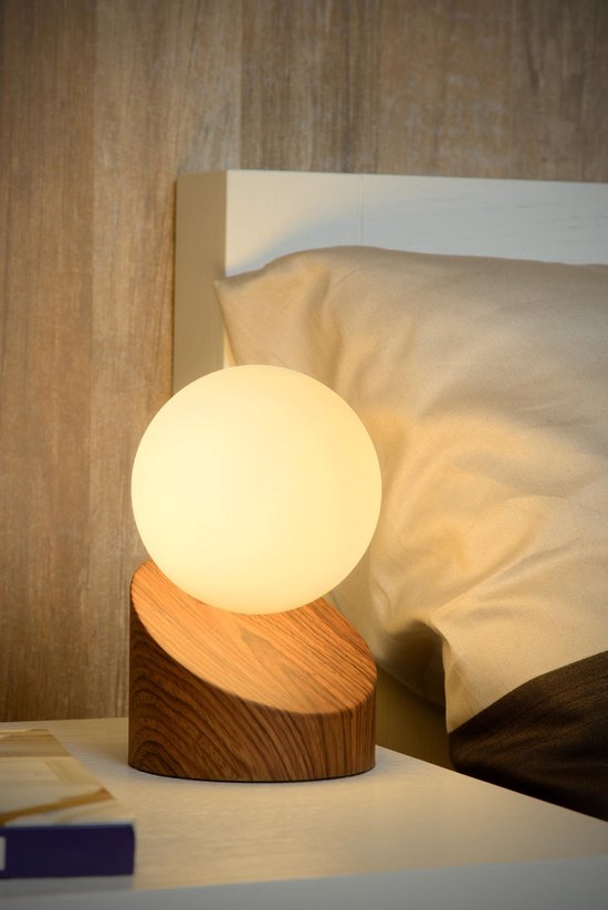 Lucide LEN – Tischlampe – Ø 10 cm – 1xG9 – Dunkler Holzlook – Japandi