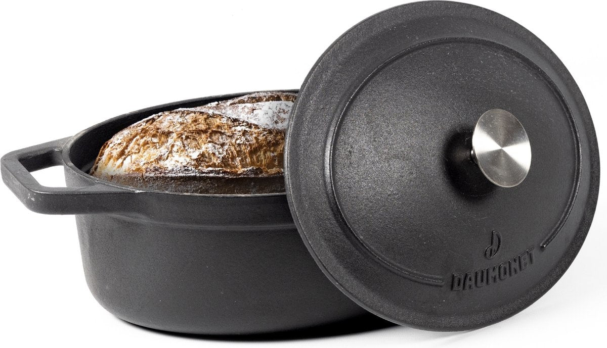 Daumonet Bocuse Noir gietijzeren braadpan - sudderpan Zwart - Ovaal - ÃƒËœ 29 cm - 3 liter - 100% PFAS & PFOA vrij - Emaille - Geschikt voor alle warmtebronnen - Elektrisch - Gas - Halogeen - Inductie - Keramisch - Vaatwasserbestendig - DAU-CIC-BLACK-29