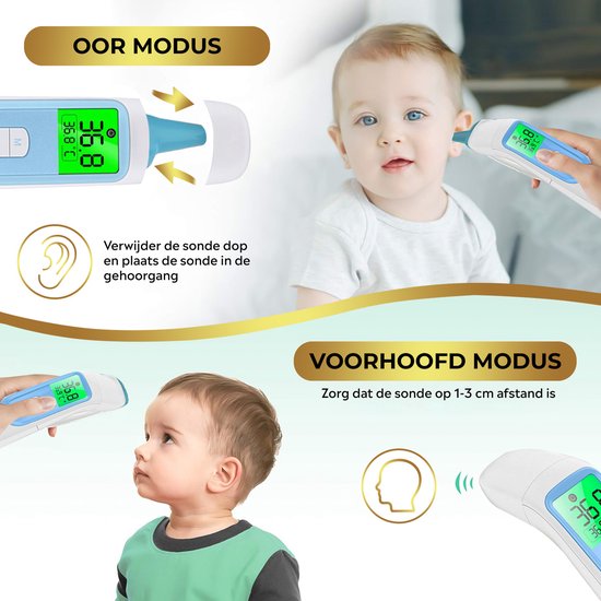 MostEssential Premium Fieberthermometer - Ohrthermometer - Infrarotthermometer - Stirnthermometer - Körperthermometer - Fieberthermometer für Erwachsene, Kinder und Babys - berührungslos - 20D