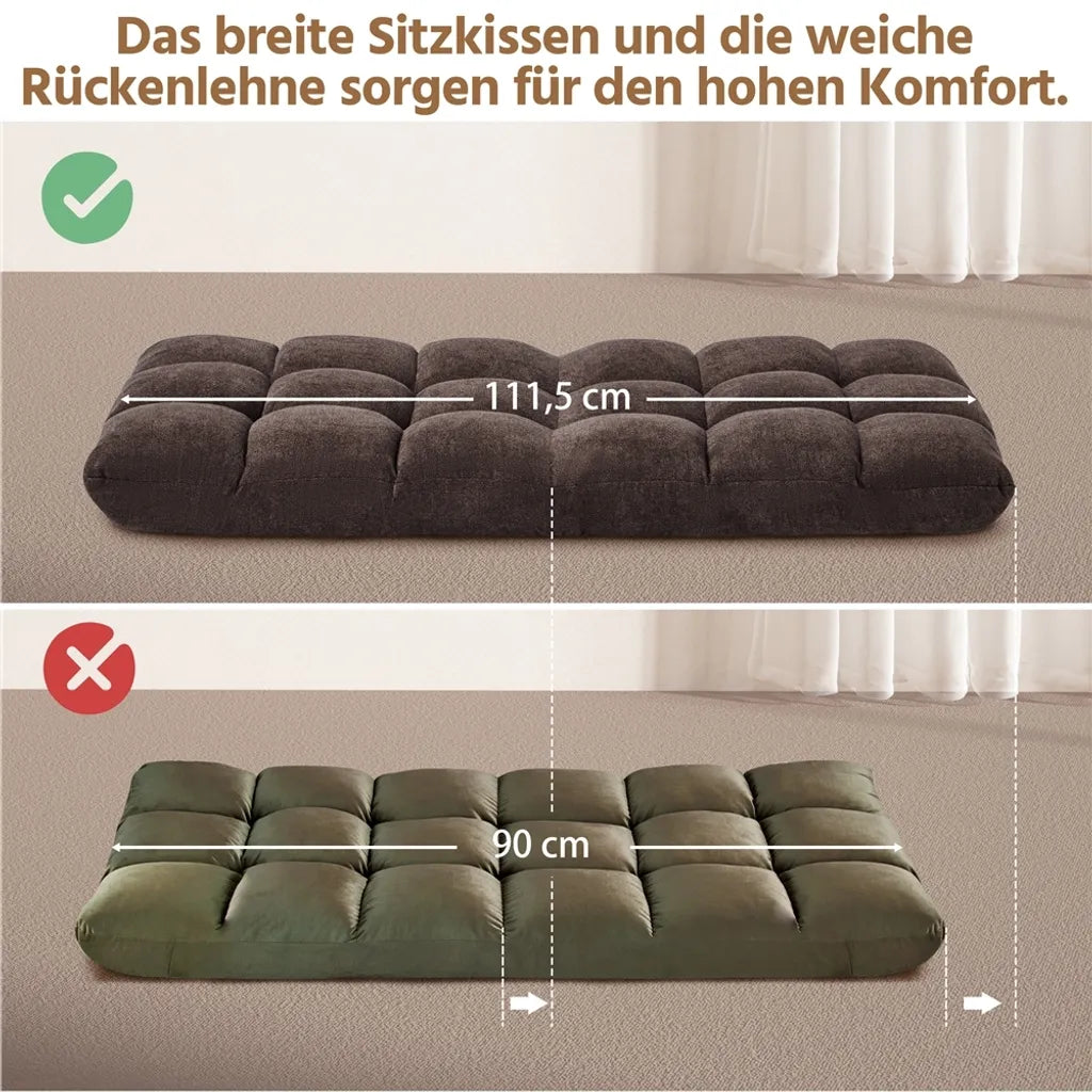 Yaheetech Verstellbarer Bodensessel – Braun – Zusammenklappbarer Liegesessel mit 14 Einstellpositionen
