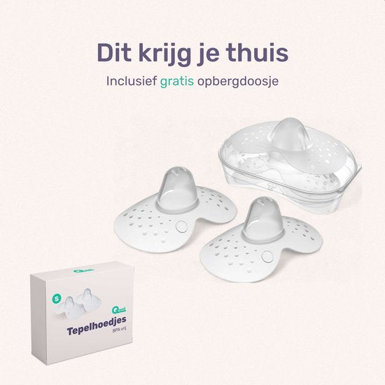 Qwali Bio Stillhütchen - Größe S - BPA-frei - Brustwarzenschutz - Transparent - Inkl. Aufbewahrungsbehälter - 2 Stück