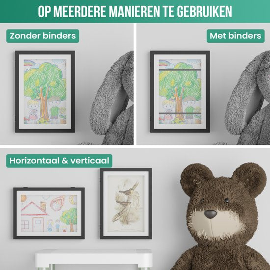 Avalo Kinderbilderrahmen - Bilderrahmen A4 - Bilderrahmen für Zeichnungen - Klappbarer Bilderrahmen A4 - Kinderbilderrahmen