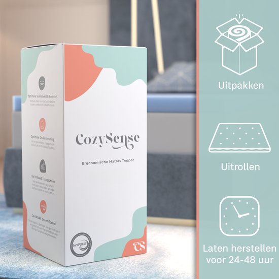 CozySense® Basic Topper 90x200 - Top Matratze - Topdekmatras - Gel Memory Foam Opencell Struktur - CertiPUR® - Medium Firmness - 6 cm