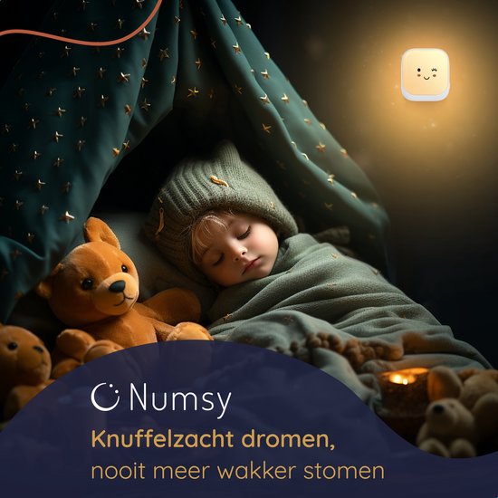 Numsy - Automatisches Nachtlicht für Kinder mit Lichtsensor -14,8x 7,80x 4,3 cm