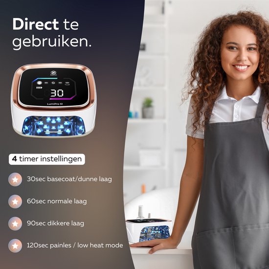Beeperfect® UV-Lampe Gel-Nägel - Nagellampe - Nagellampe UV Led - Nageltrockner - Kabellos - Reflektierende Innenseite - Rose Gold