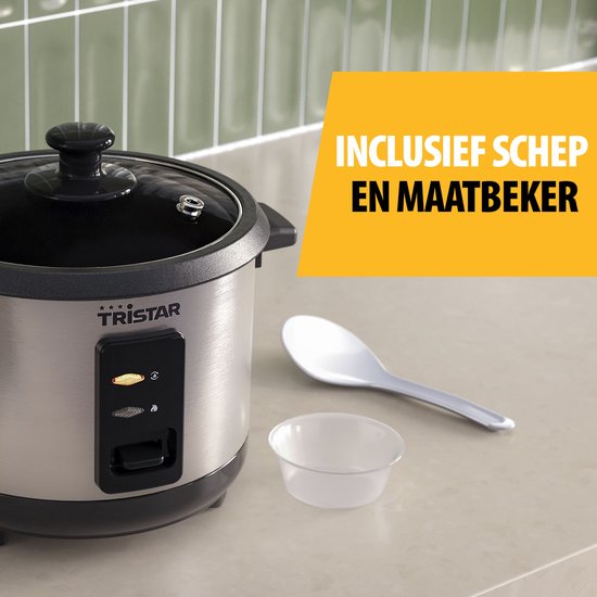 Tristar Reiskocher 1 l – RK-6146 – 4–6 Personen – Trockenkochschutz, Warmhaltefunktion – Herausnehmbarer Innentopf