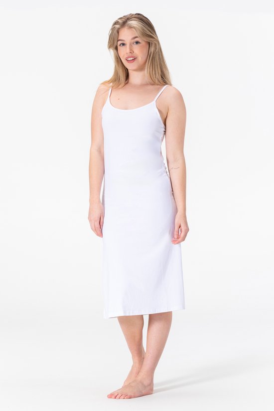 Damen Slip Dress - Nachtkleid - Schlafkleid - Antistatisch - Weiß - Mikrofaser - Lang (120CM) - Größe 2XL/3XL