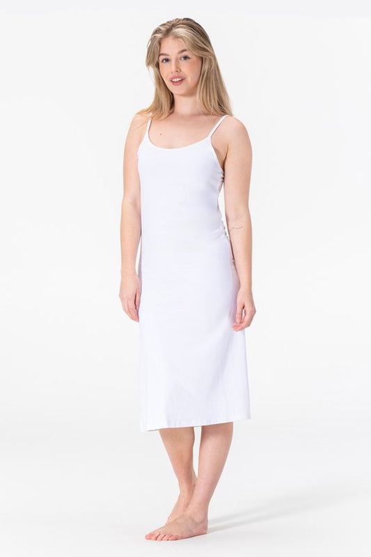Damen Slip Dress - Nachtkleid - Schlafkleid - Antistatisch - Weiß - Mikrofaser - Lang (120CM) - Größe 2XL/3XL