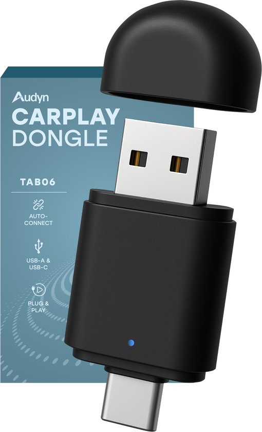 Audyn CarPlay Dongle - USB & USB-C - Geeignet für Android Auto & Carplay - CarPlay Wireless - Auto-Dongle - Drahtlos