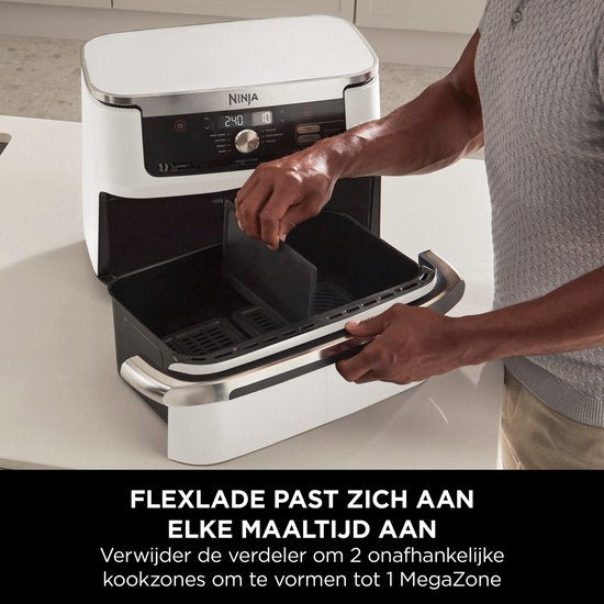 Ninja Foodi FlexDrawer Mega Doppel-Heißluftfritteuse XXL – 10,4 Liter – Zwei Garfächer oder eine MegaZone – Heißluftfritteuse – Weiß – AF500EUWH