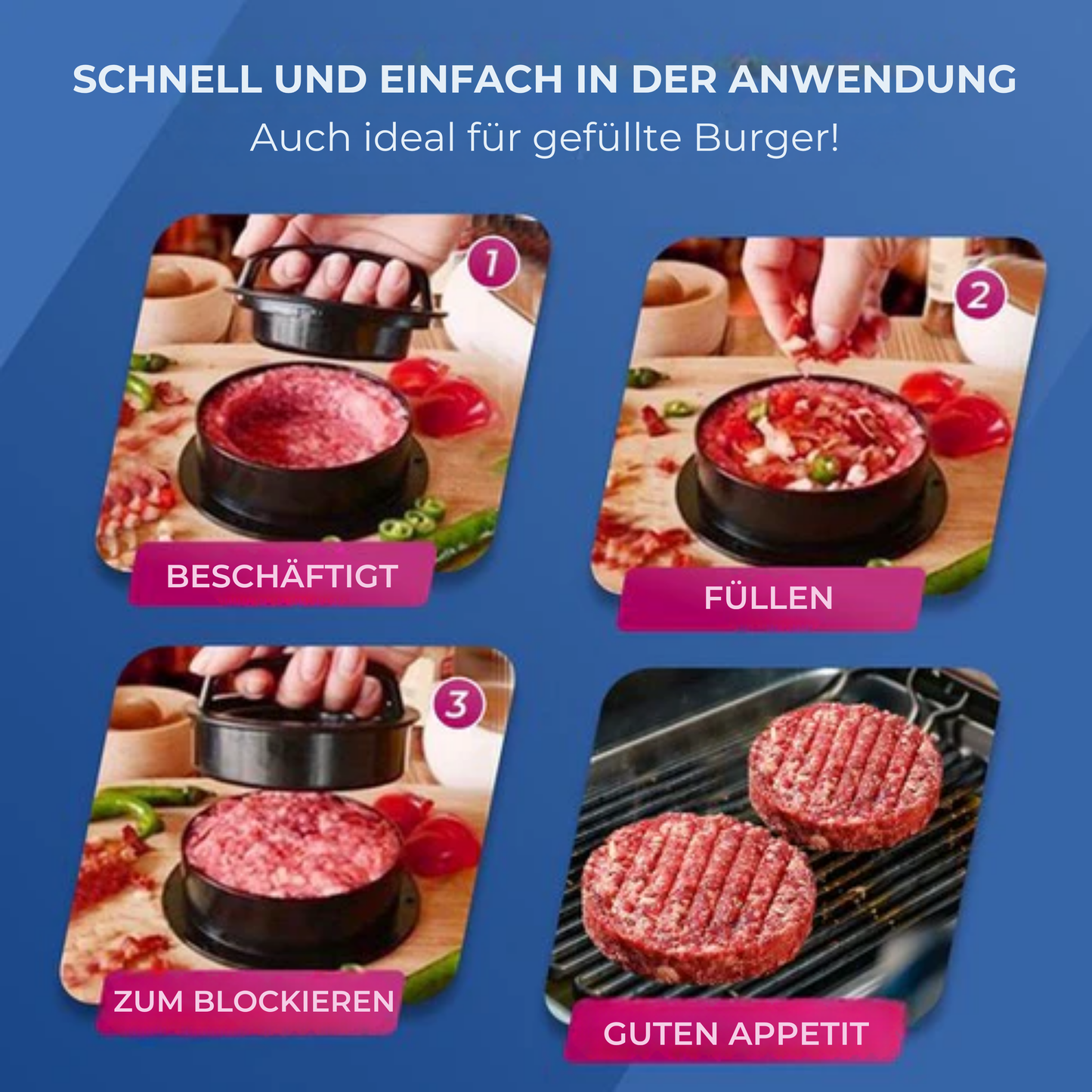 Roegaarden Burgerpresse - Tofu-Presse - BBQ-Zubehör - 100x Wachspapier - Schwarz