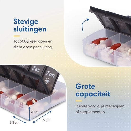 SafeLife XL Medikamentenbox - 7 Tage Pillenbox - Morgen & Abend Fächer