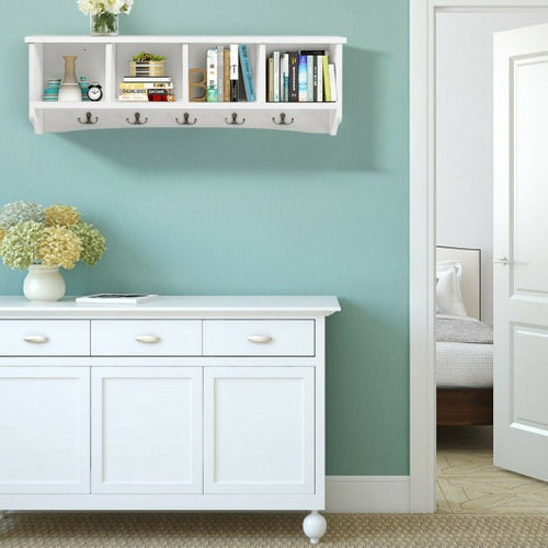 Coast - Wandgarderobe mit Ablage - 5 Haken - 72 x 15,5 x 23 cm - Weiß