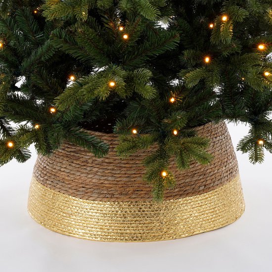 House of Seasons Weihnachtsbaumschürze - H26 x Ø58 cm - Seegras - Gold