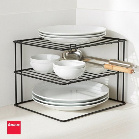 Metaltex – Tellerhalter – Schwarz – Ordnungssystem für den Küchenschrank – 25 × 25 × 19 cm