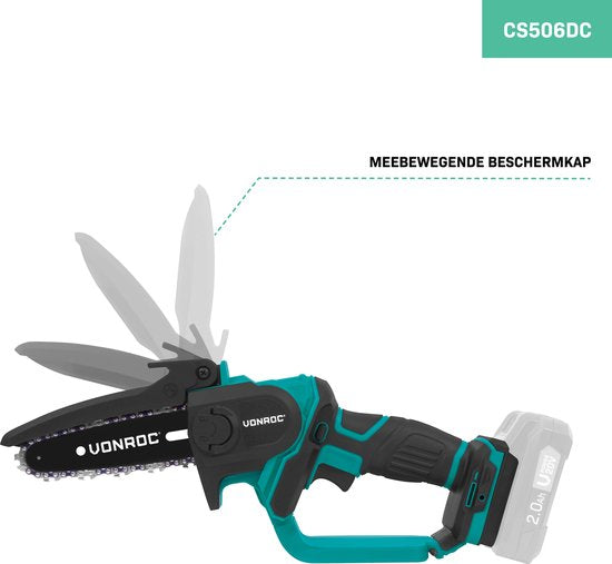 VONROC Mini-Kettensäge 20V - 152mm - Ohne Akku und Schnellladegerät