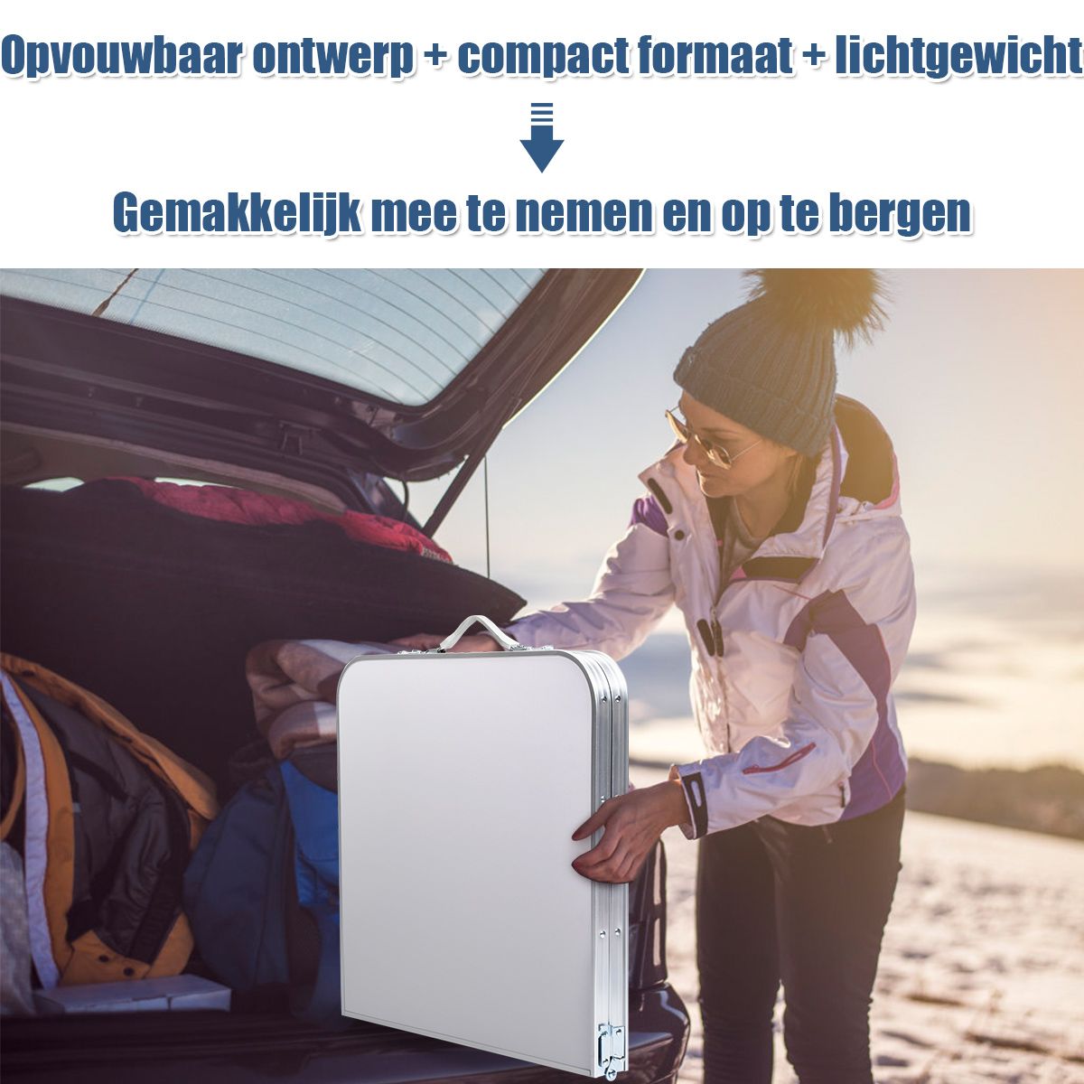 Coast Campingtisch mit Stauraum – höhenverstellbar – zusammenklappbar – dunkelblau 120 x 60 cm