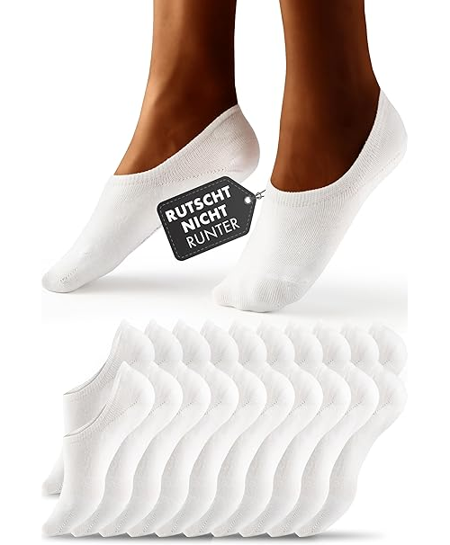 HELDENWERK 10 Paar unsichtbare Trainersocken - Atmungsaktiv & bequem - Socken für Männer & Frauen - Schwarz, Weiß, Grau