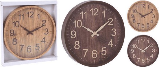 Wanduhr - Küchenuhr - Runde Uhr - Holzoptik - 30cm - Dunkelbraun
