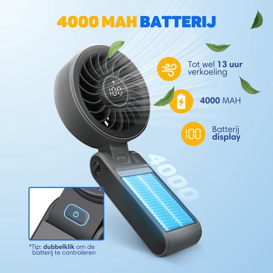 Vulpes Goods® Tech - Handventilator PRO 3in1 - USB Wiederaufladbar & Tragbar - Halsventilator - 14h Kühlung