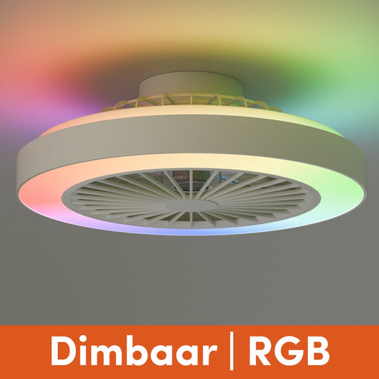 Nolt Deckenventilator mit Beleuchtung - Deckenlampe Ventilator - Deckenleuchte - LED RGBW - Tuya Wifi Smart - Fernbedienung - ⌀ 50cm - Weiß