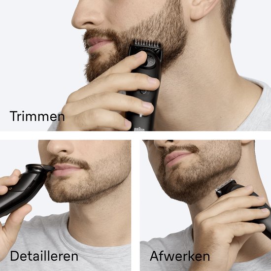Braun Barttrimmer Series 5 BT5520 + 4 Aufsätze – 40 Schnittlängen – Scharfe Scherklinge – Schwarz