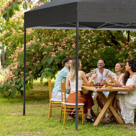 LifeGoods Partyzelt - 3x6 m - Seitenwände - Easy Up - Anthrazit