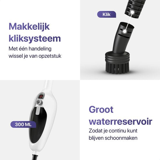 LUMAN - 12 in 1 Dampfreiniger - Teppich-/ Fleckenreiniger - 10 Aufsätze & 3 Mikrofasertücher - Reinigt Boden/Sofa,/Bad/Teppich - Weiß