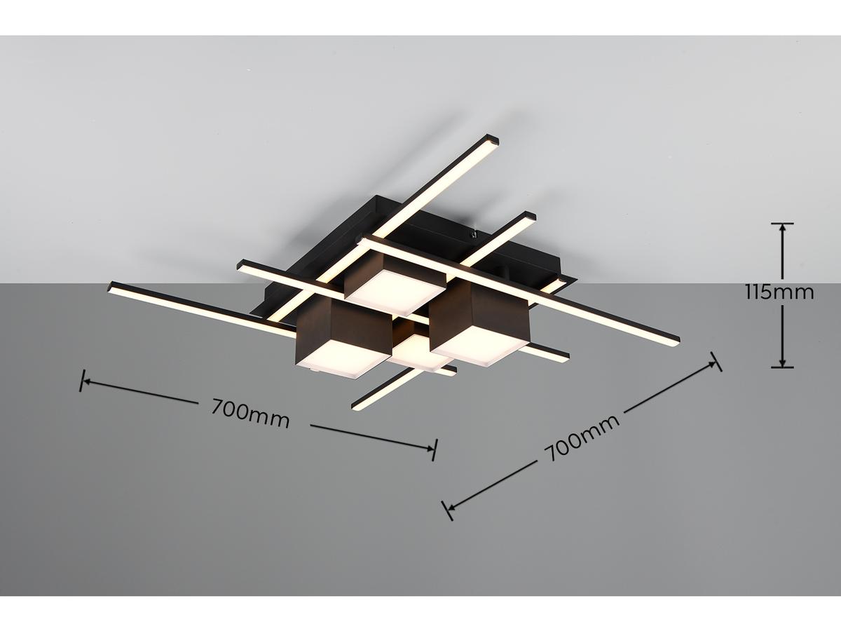 Trio Deckenleuchte Roger – LED – integrierter Dimmer – Schwarz 40 cm