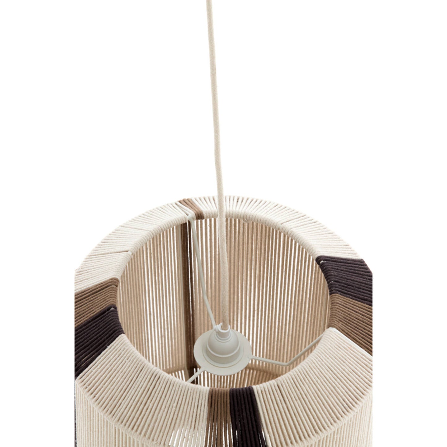 Light & Living Hängeleuchte Kozana – Ø 36 x 43 cm – Stilvolle Textilleuchte in Creme/Dunkelbraun – Stimmungsvolle runde Beleuchtung für das Wohnzimmer – Leuchtmittel nicht im Lieferumfang enthalten – E27