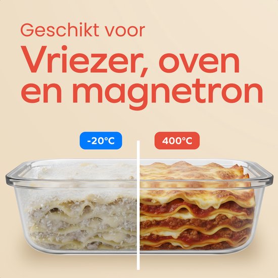 KitchenBrothers Meal Prep Trays Set - Glas Lebensmittel Lagerung Schalen - luftdicht - BPA frei - Gefrierschrank Schalen - Lagerung Schalen - 6.79L - Glas - 12 Stück