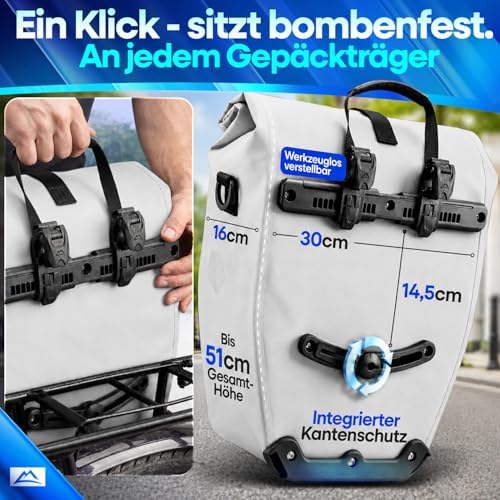Nextcover AquaShield TPU-Gepäcktasche, 100 % wasserdicht mit Klicksystem und Rollverschluss, reflektierend, 28 Liter