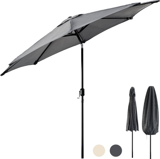Tristar Stabsonnenschirm – 300 cm, rund – Garten & Balkon – neigbar – inkl. Schutzhülle – PA-7903 – Dunkelgrau