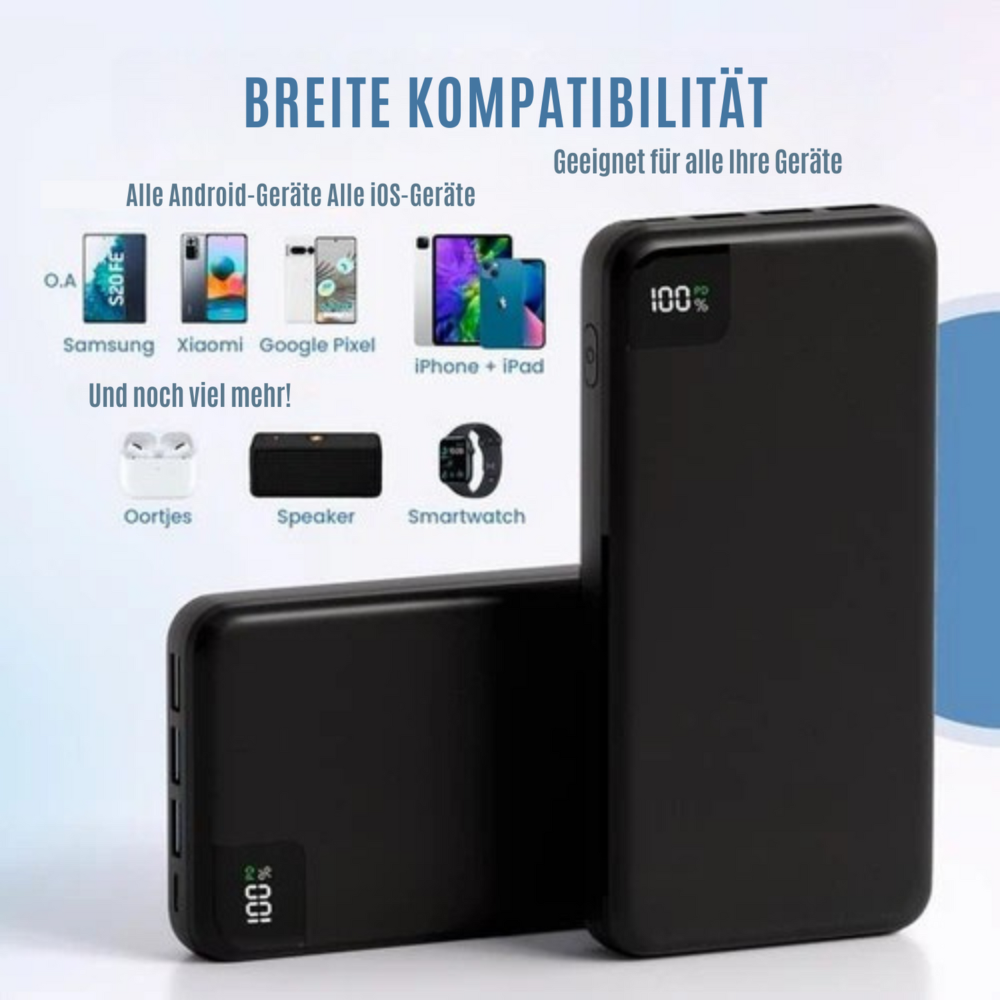Strex - Powerbank - 27.000 mAh - 22.5W Schnellader - USB-A/USB-C - Universelle Powerbank für u.a. iPhone/Samsung - Schwarz