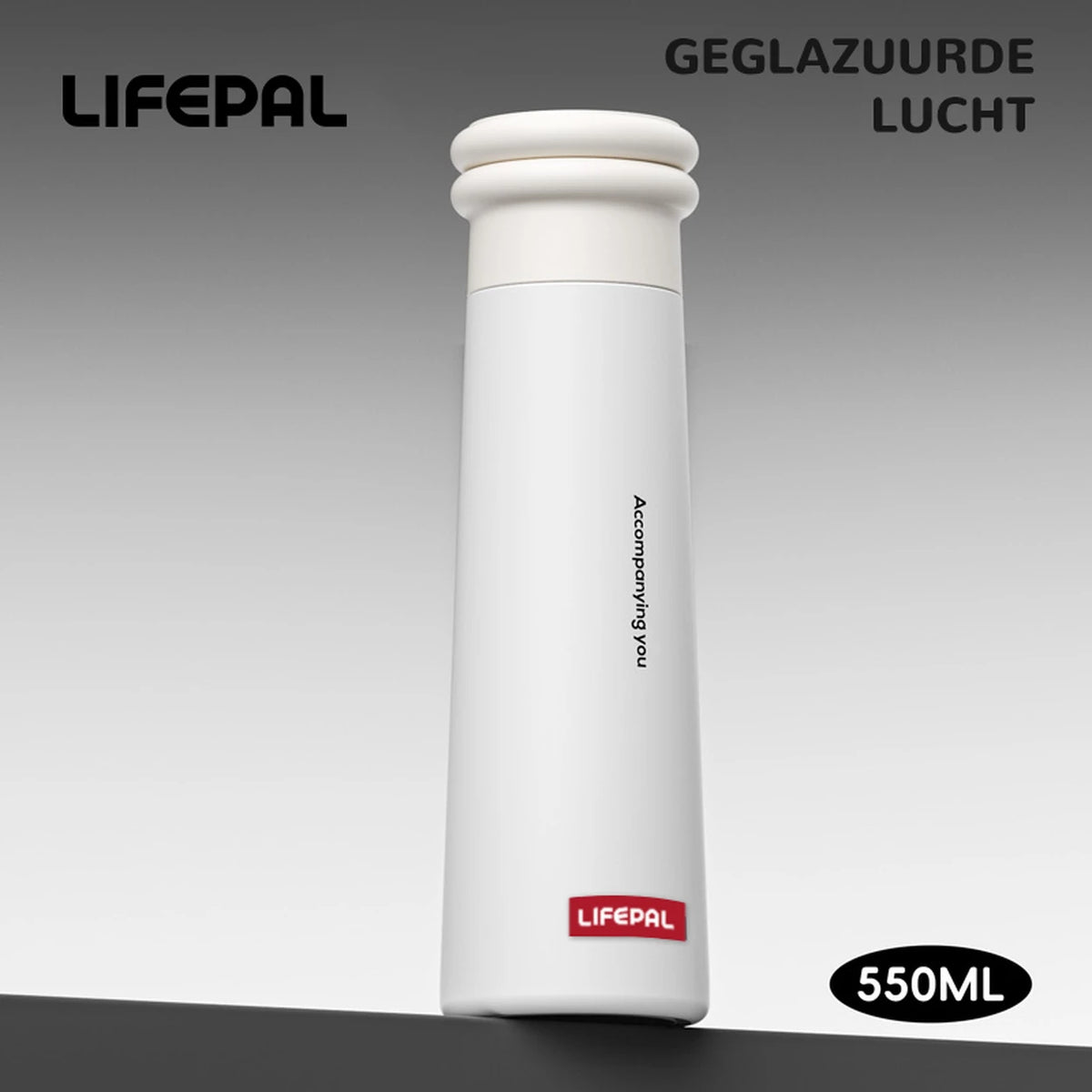 LIFEPAL BF25B571 Trinkflasche mit magnetischer Handyhalterung – 550 ml – weiß