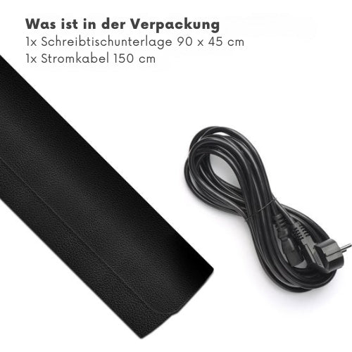 imoshion - Beheiztes Schreibtischpad - 3 Stufen - 40 bis 60 Grad - 90 x 45 cm - Schwarz
