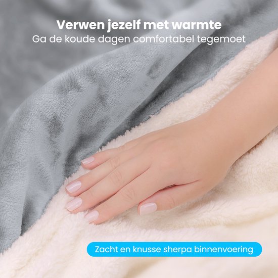 Auronic Electric Blanket - Wärmedecke - Sherpa Fleece - 9 Wärme- und Timer-Einstellungen - Decke - 200x180 - 2 Personen - Grau