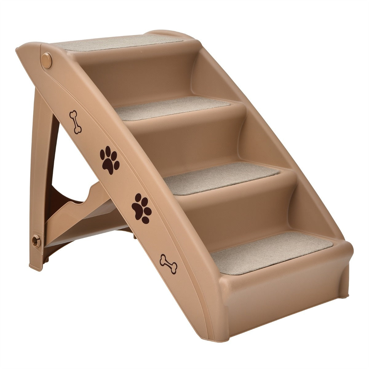 Coast Pet Treppe mit 4 Stufen tragbare Kletterleiter sicher hundert Hang 62,5 x 38 x 49 cm braun