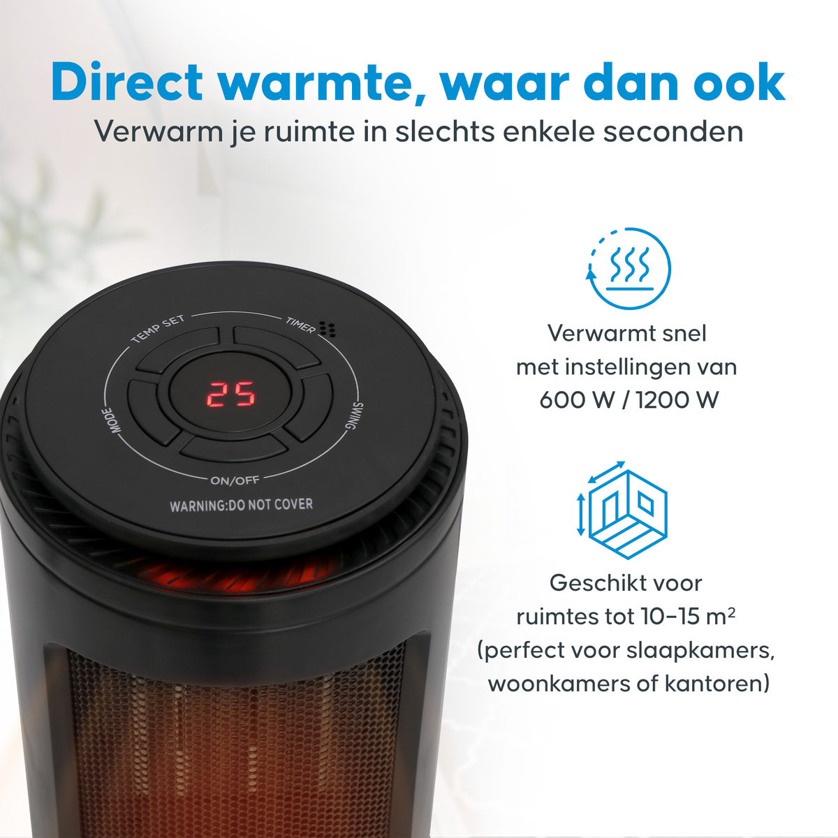 Aironex - Keramikkocher - Modell K1000 - 1200 W - Mit Fernbedienung & LCD-Display - Fallschutz & Drehbar - Kunststoff - Schwarz