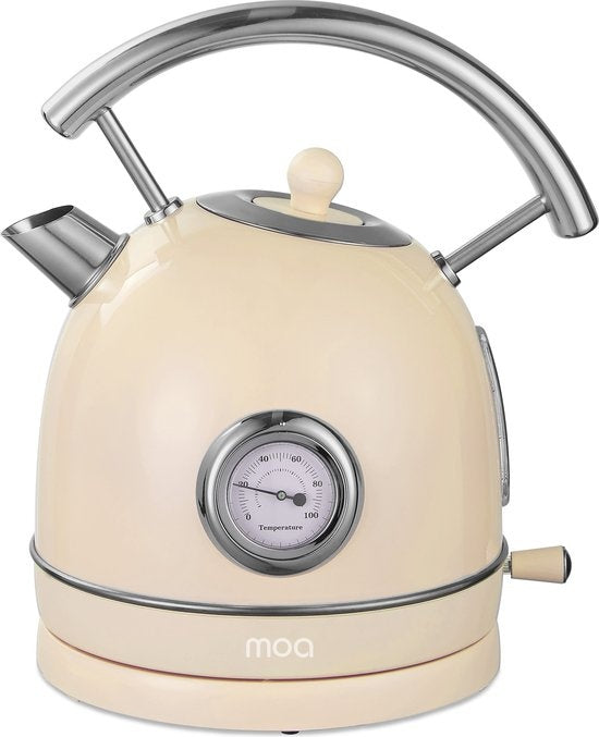 MOA Retro-Wasserkocher Pastellcreme - Elektrisch - Edelstahl - EK4TC