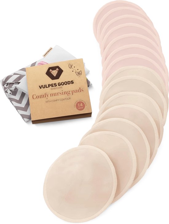 Vulpes Goods® BabyCare - Waschbare Stilleinlagen - Bio - 14 Stilleinlagen - Cup B bis D - Waschbar - Natürlich - Umweltfreundlich - Inklusive Wäschesack und Aufbewahrungsbeutel