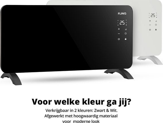 FlinQ Smart Panel Heater - Mit WiFi - Heizpaneel - Konvektorheizung - Tragbar - 2000W - Schwarz