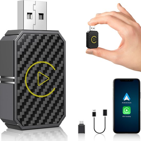 Drahtloser CarPlay & android dongle - PRO mini - Apple - Android - Auto - Bluetooth - Drahtlos - Drahtlos - Empfänger - AirPlay - Kompakt - inkl USB-C - Skoov