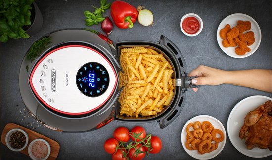 Monzana Heißluftfritteuse – 6,5 l XXL, LED & Timer, 1850 W – Schwarz